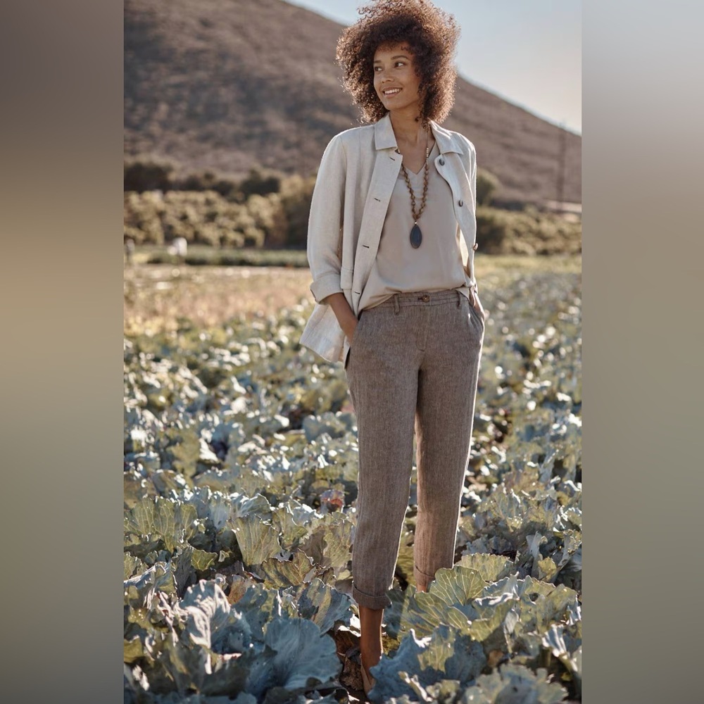 J. Jill Linen & Cotton Herringbone Pants New